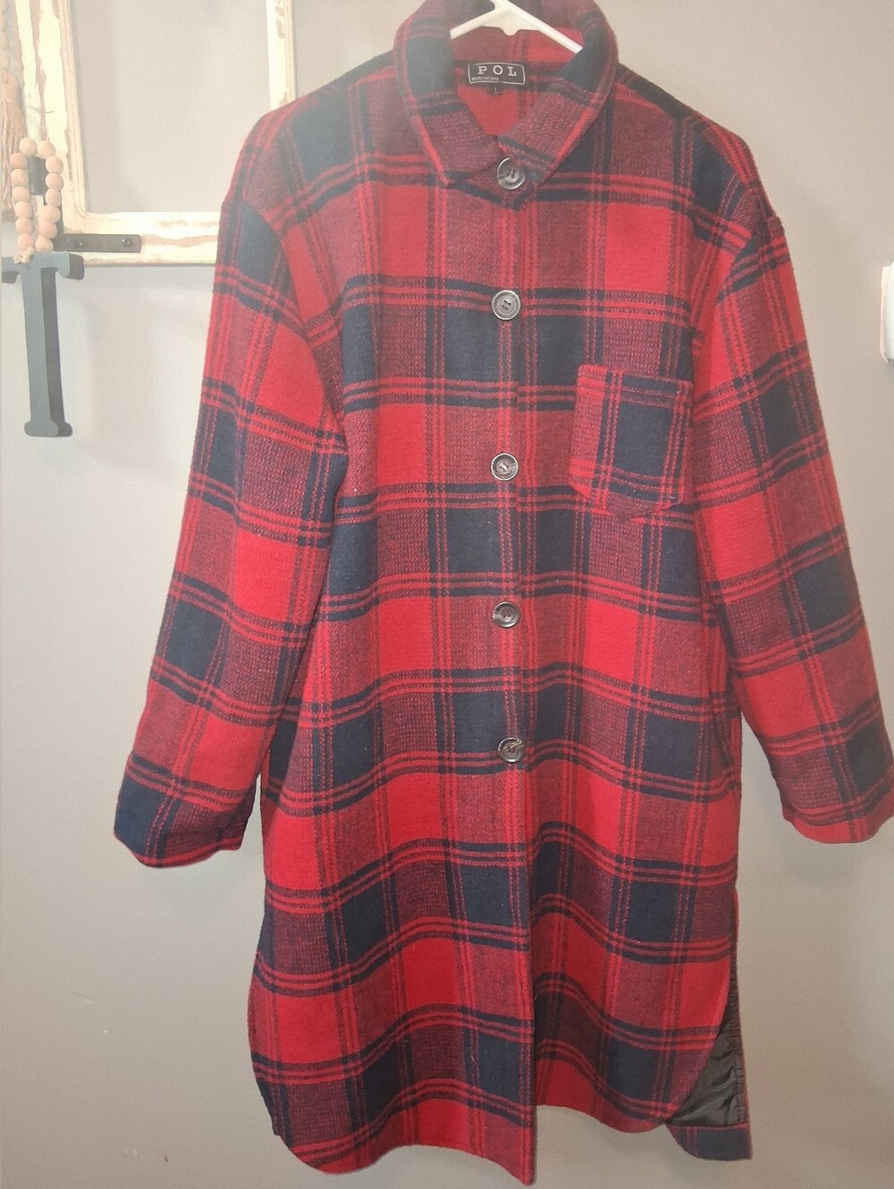 POL QUILTED Plaid Trench Coat Size Large